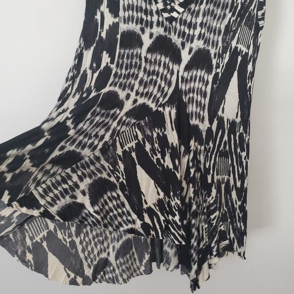 Anthropologie Western Wear Rayon Tank Tunic Blouse Flowy Black Cream Medium - Picture 2 of 8